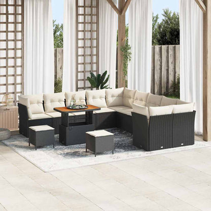 Tuin Sofa Set Met Kussen 13 Pcs En Crème Poly Rattan