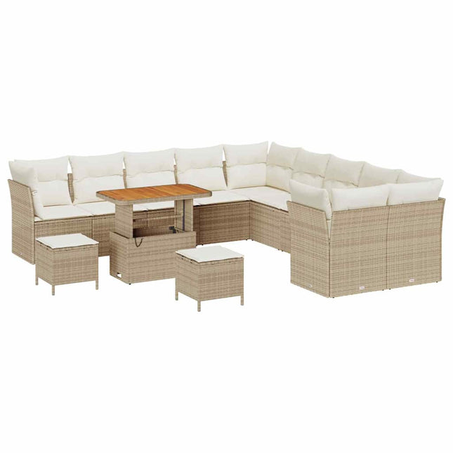 Tuin Sofa Set Met Kussen 13 Pcs En Crèmekleurig