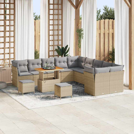 Tuin Sofa Set Met Kussen 13 Pcs En Crèmekleurig