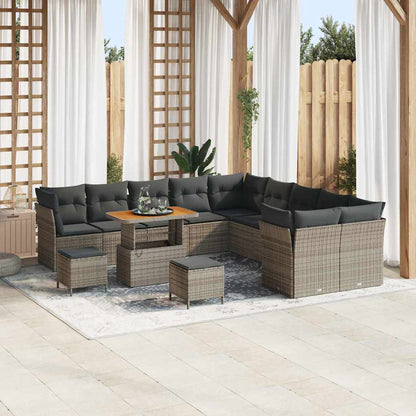 Tuin Sofa Set Met Kussen 13 Pcs En Crème Poly Rattan