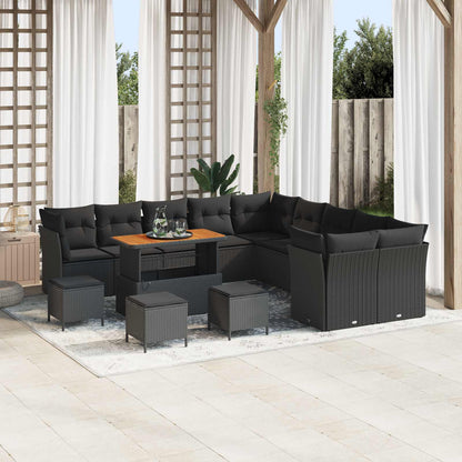 Tuin Sofa Set Met Kussen 13 Pcs En Crème Poly Rattan