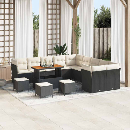 Tuin Sofa Set Met Kussen 13 Pcs En Crème Poly Rattan