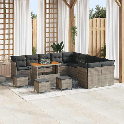 Tuin Sofa Set Met Kussen 13 Pcs En Crème Poly Rattan
