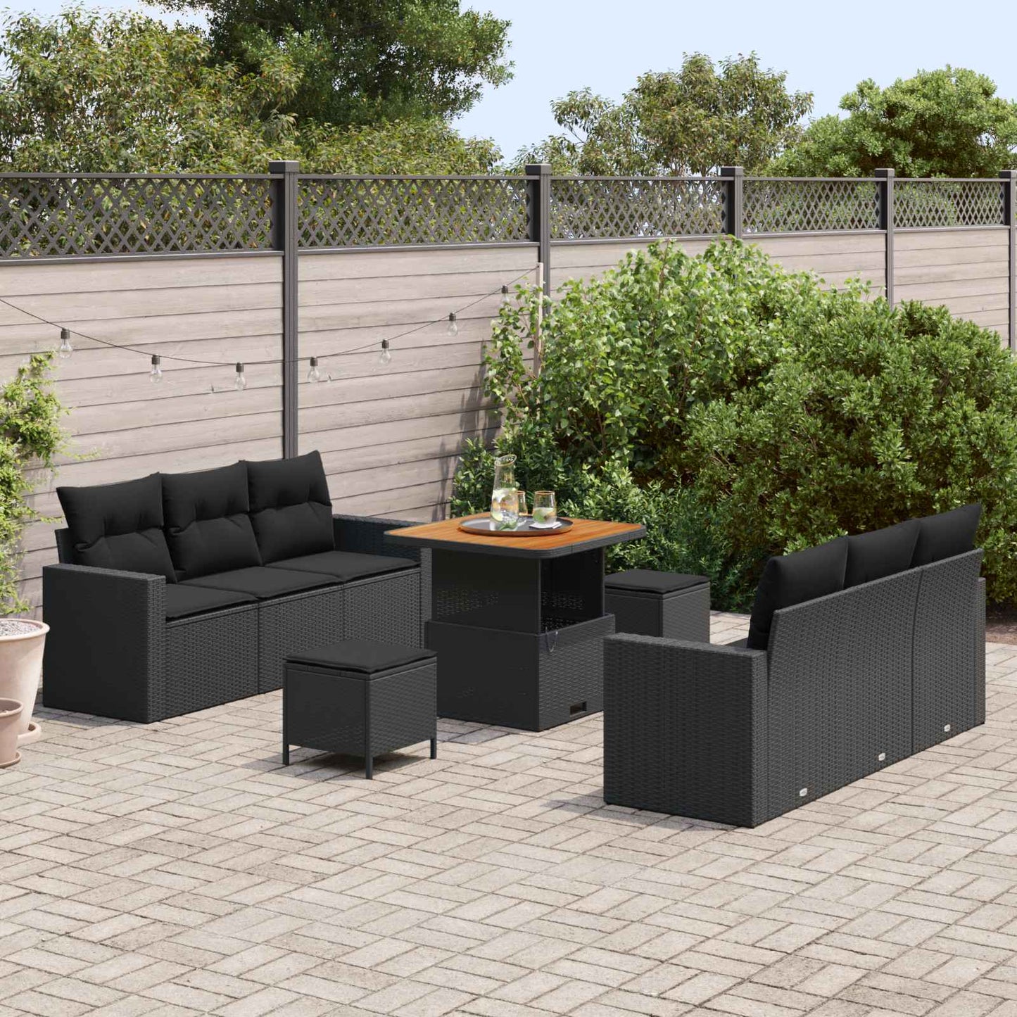 Tuin Sofa Set 9 Pcs Poly Rattan En Gepoedercoat Staal