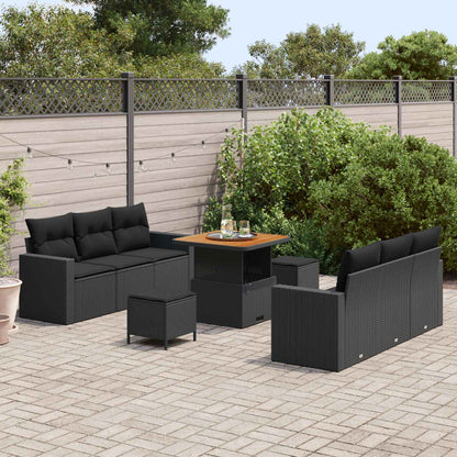 Tuin Sofa Set 9 Pcs Poly Rattan En Gepoedercoat Staal