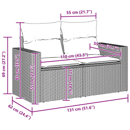 Tuin Sofa Set 9 Pcs Poly Rattan En Gepoedercoat Staal