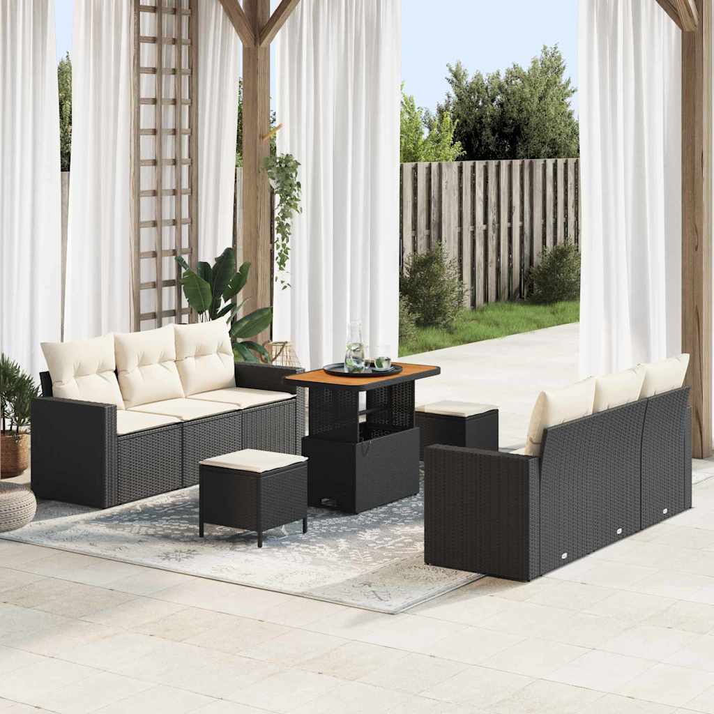 Tuin Sofa Set 9 Pcs Poly Rattan En Gepoedercoat Staal