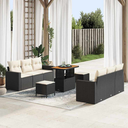 Tuin Sofa Set 9 Pcs Poly Rattan En Gepoedercoat Staal