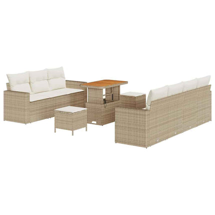 Tuin Sofa Set Met Kussen 10 Pcs En Crèmekleurig