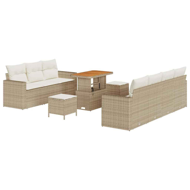 Tuin Sofa Set Met Kussen 10 Pcs En Crèmekleurig