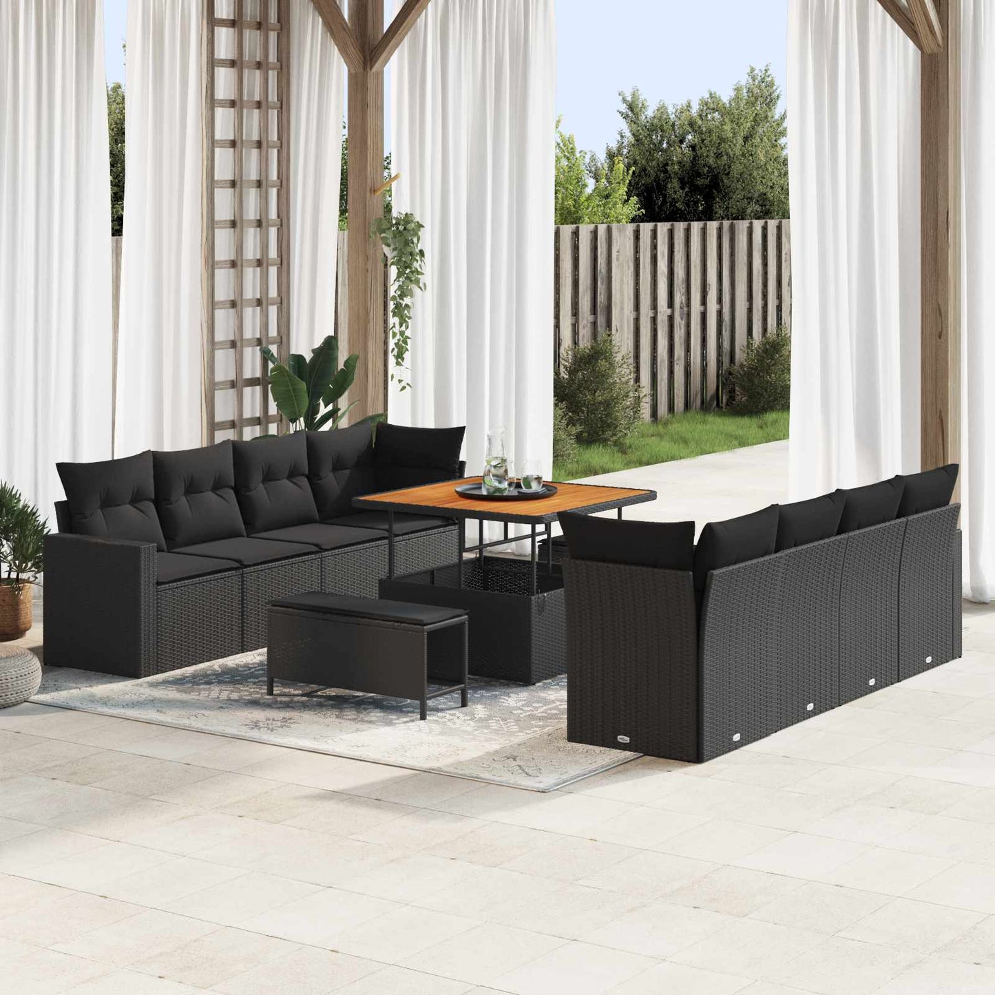 Tuinbankenset Met Kussen 12 Pcs Poly Rattan