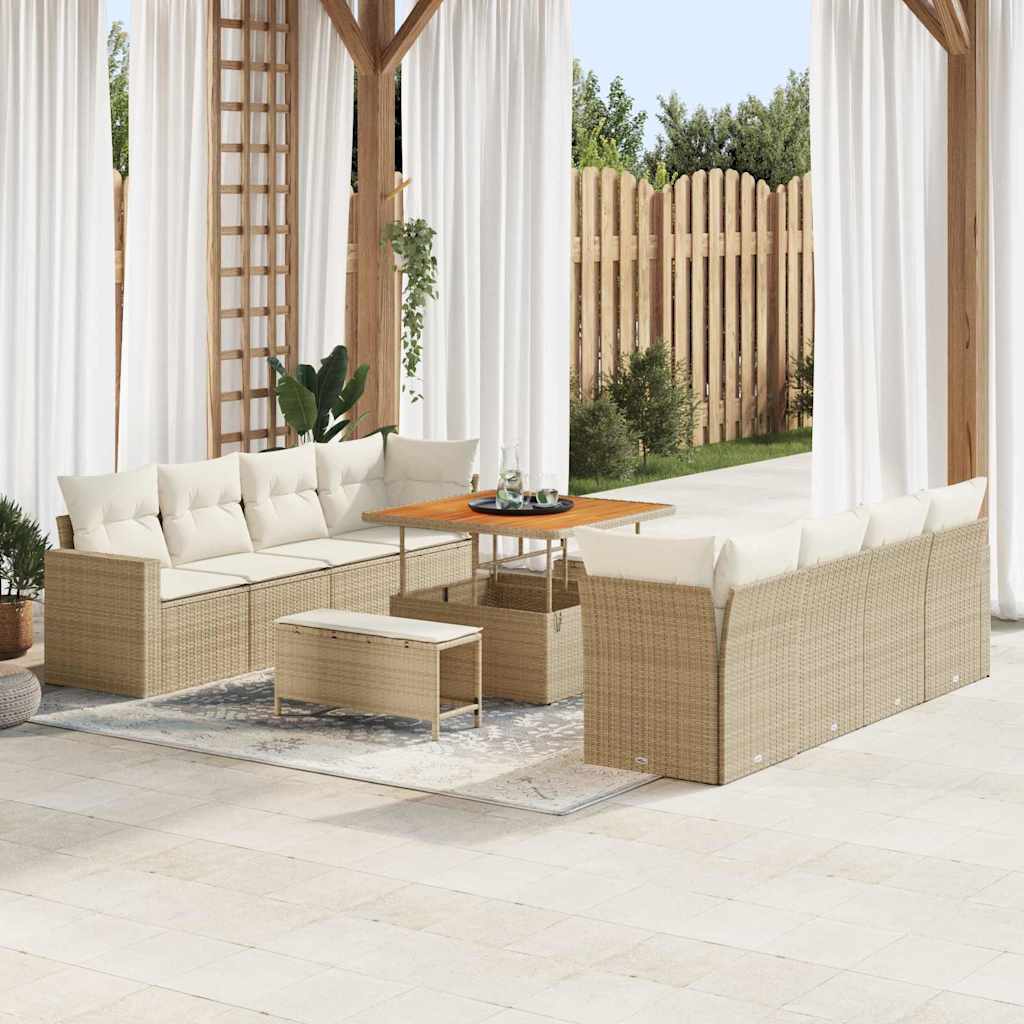 Tuinbankenset Met Kussen 12 Pcs Poly Rattan