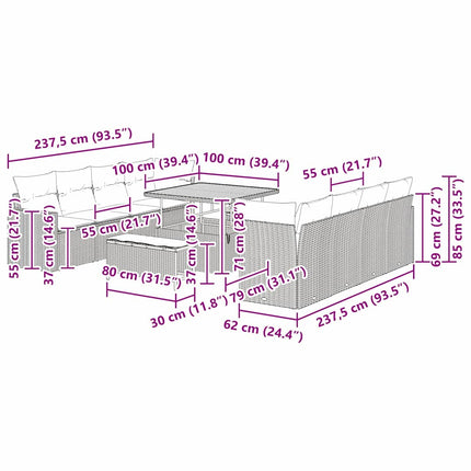 Tuinbankenset Met Kussen 12 Pcs En Crème Poly Rattan