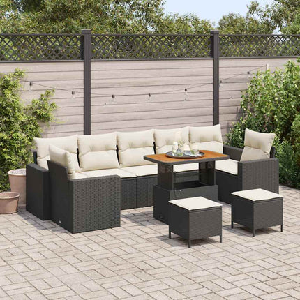 Tuinbankenset Met Kussen 13 Pcs Zwart En Crème Poly Rattan