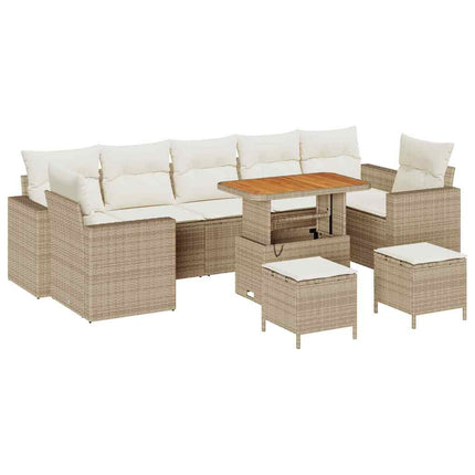 Tuinbankenset Met Kussen 13 Pcs Zwart En Crème Poly Rattan
