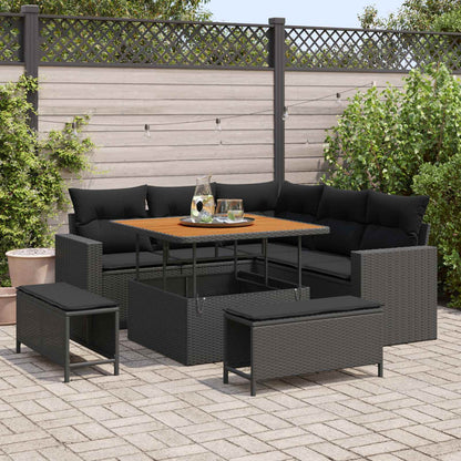 Tuinbankenset Met Kussen 9 Pcs Poly Rattan