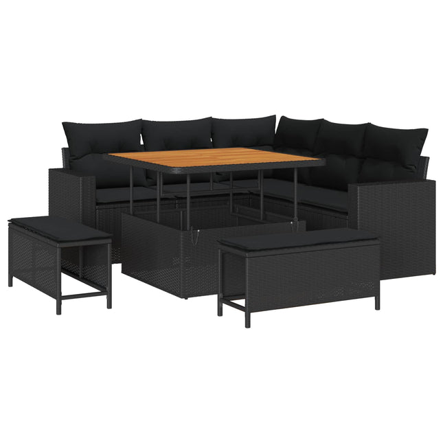 Tuinbankenset Met Kussen 9 Pcs Poly Rattan