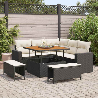 Tuinbankenset Met Kussen 9 Pcs Poly Rattan