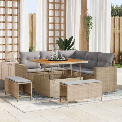Tuinbankenset Met Kussen 9 Pcs Poly Rattan