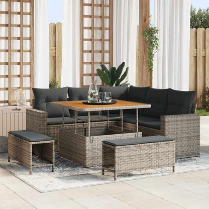 Tuinbankenset Met Kussen 9 Pcs Poly Rattan