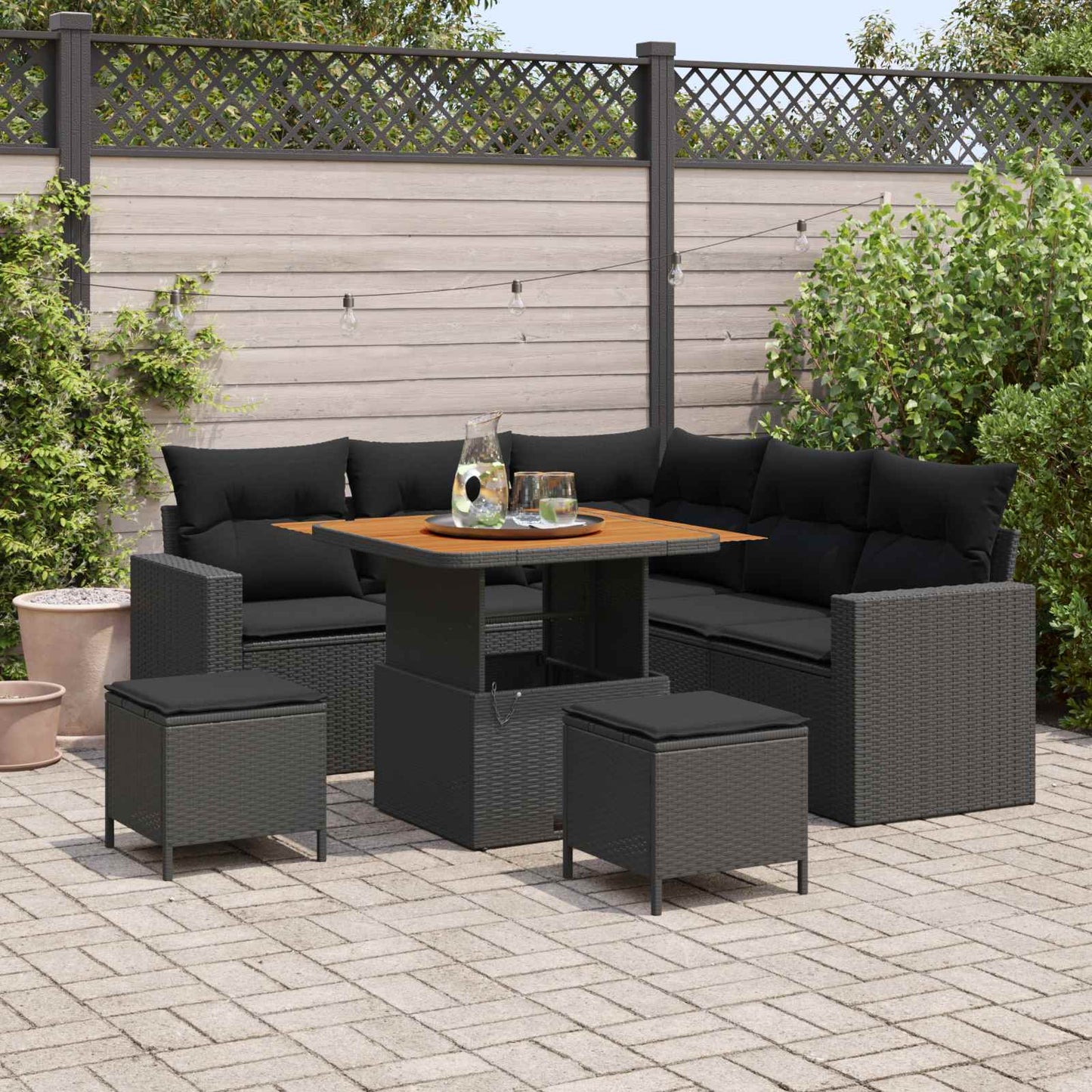 Tuinbankenset Met Kussen 9 Pcs Poly Rattan