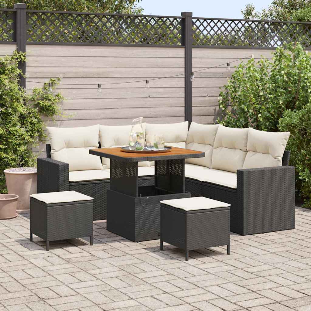 Tuinbankenset Met Kussen 9 Pcs Poly Rattan