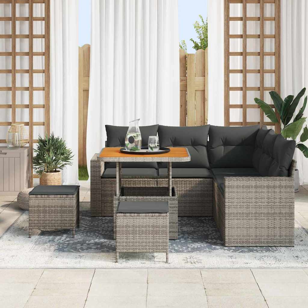 Tuinbankenset Met Kussen 9 Pcs Poly Rattan
