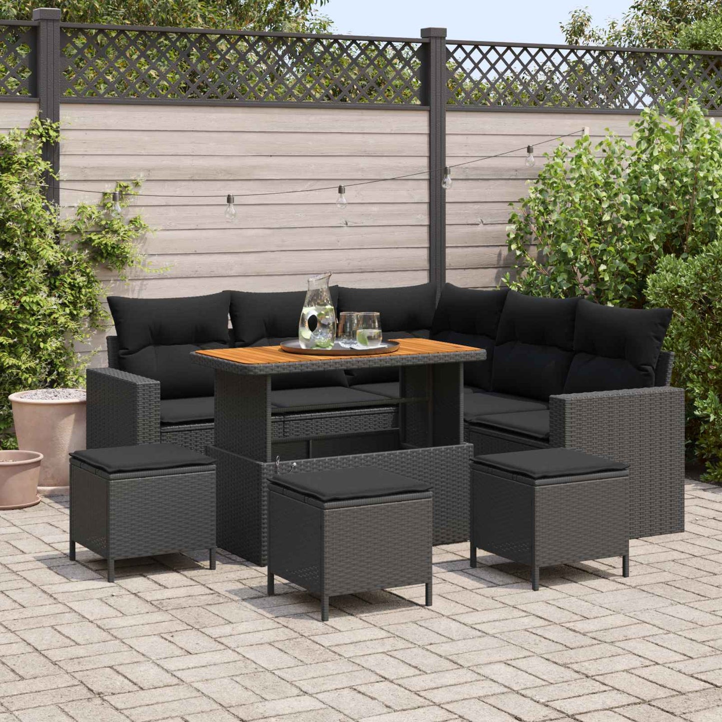 Tuinbankenset Met Kussen 9 Pcs Poly Rattan