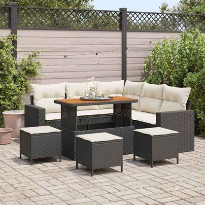 Tuinbankenset Met Kussen 9 Pcs Poly Rattan