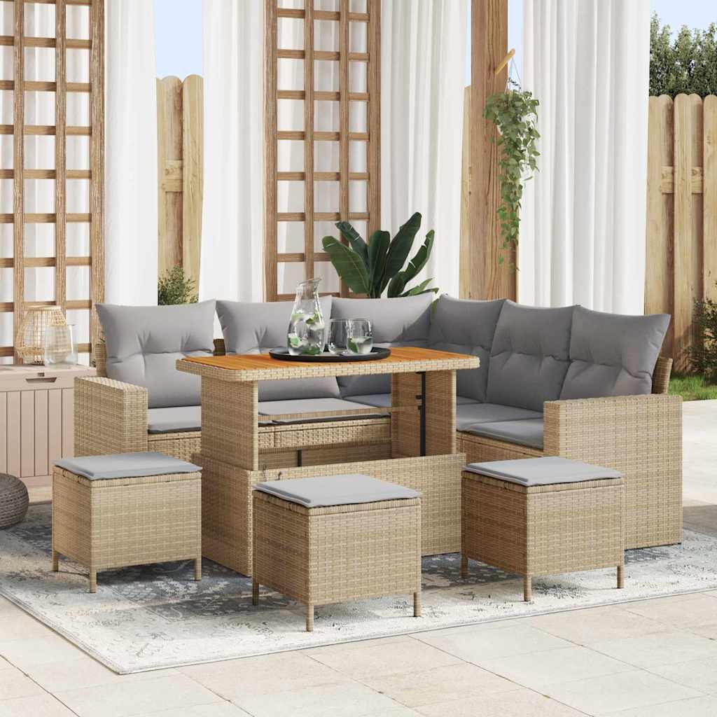 Tuinbankenset Met Kussen 9 Pcs Poly Rattan