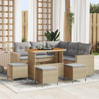 Tuinbankenset Met Kussen 9 Pcs Poly Rattan