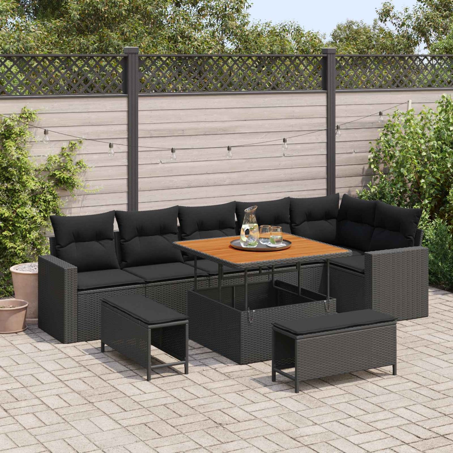 Tuinbankenset Met Kussen 11 Pcs Poly Rattan