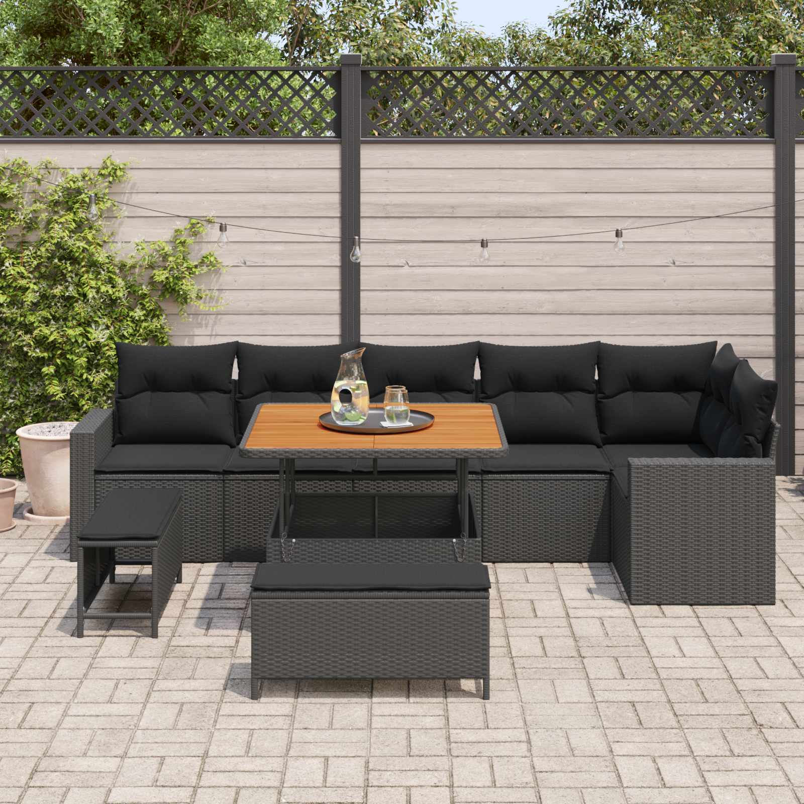 Tuinbankenset Met Kussen 11 Pcs Poly Rattan