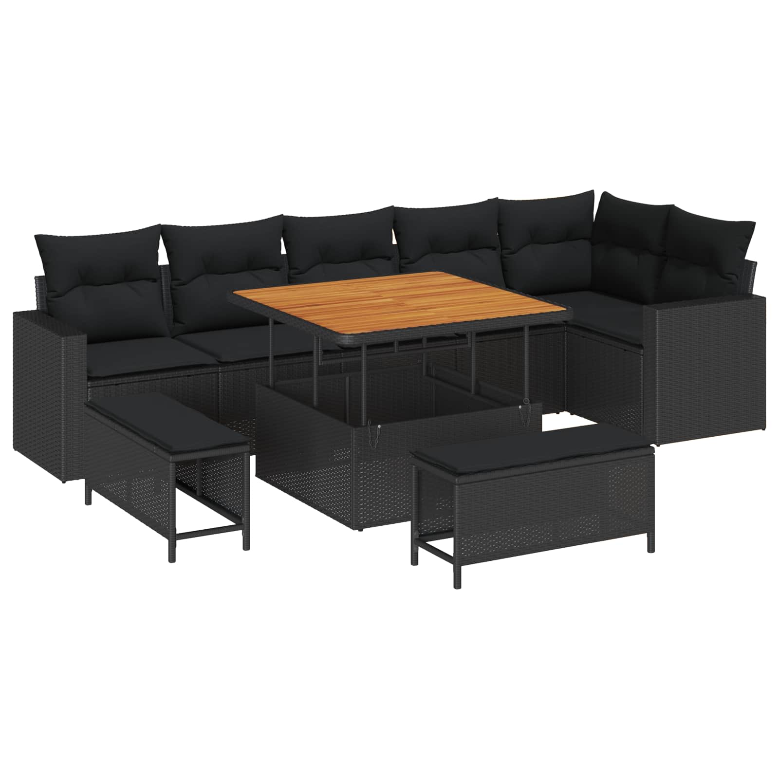 Tuinbankenset Met Kussen 11 Pcs Poly Rattan