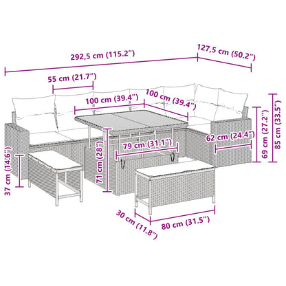 Tuinbankenset Met Kussen 11 Pcs Poly Rattan