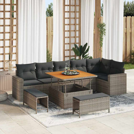 Tuinbankenset Met Kussen 11 Pcs En Crème Poly Rattan