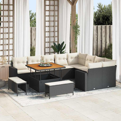 Tuinbankenset Met Kussen 13 Pcs En Crème Poly Rattan