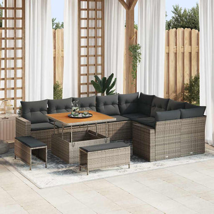 Tuinbankenset Met Kussen 13 Pcs Zwart En Crème Poly Rattan