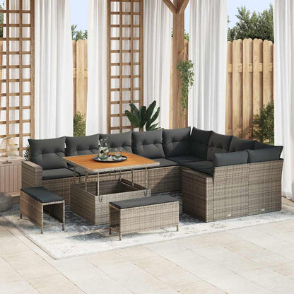 Tuinbankenset Met Kussen 13 Pcs En Crème Poly Rattan