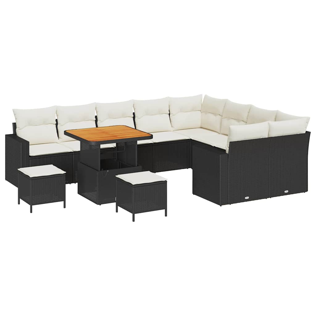 Tuinbankenset Met Kussen 13 Pcs En Crème Poly Rattan