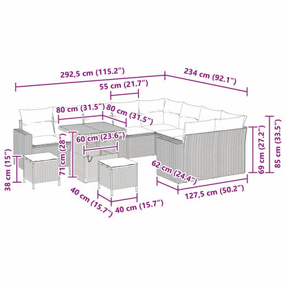 Tuinbankenset Met Kussen 13 Pcs En Crème Poly Rattan