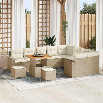 Tuinbankenset Met Kussen 13 Pcs En Crème Poly Rattan