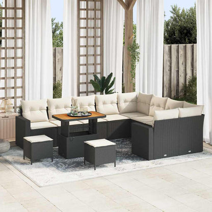 Tuinbankenset Met Kussen 13 Pcs En Crème Poly Rattan