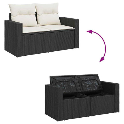 Tuinbankenset Met Kussen 13 Pcs Zwart En Crème Poly Rattan