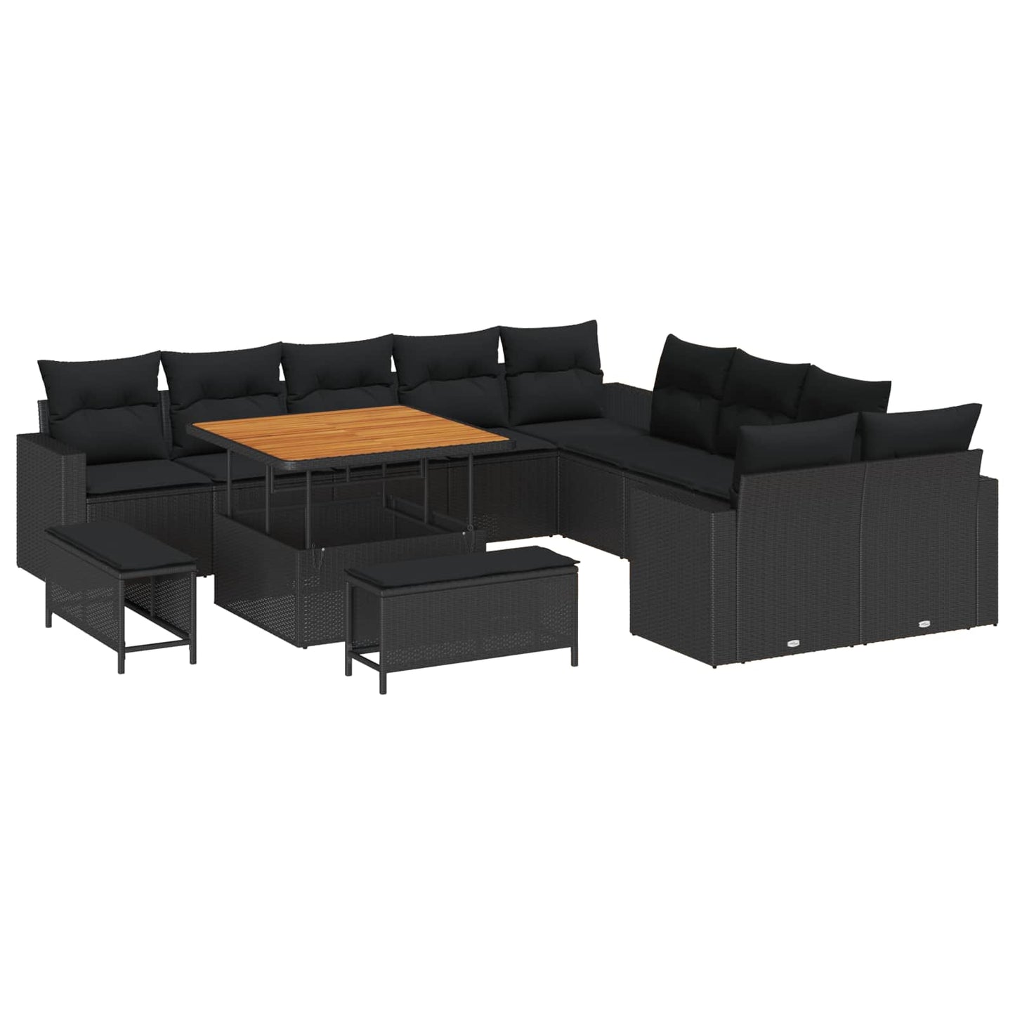 Tuinbankenset Met Kussen 17 Pcs Poly Rattan