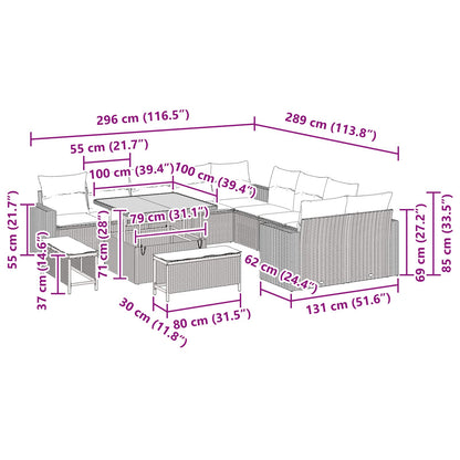 Tuinbankenset Met Kussen 17 Pcs Poly Rattan
