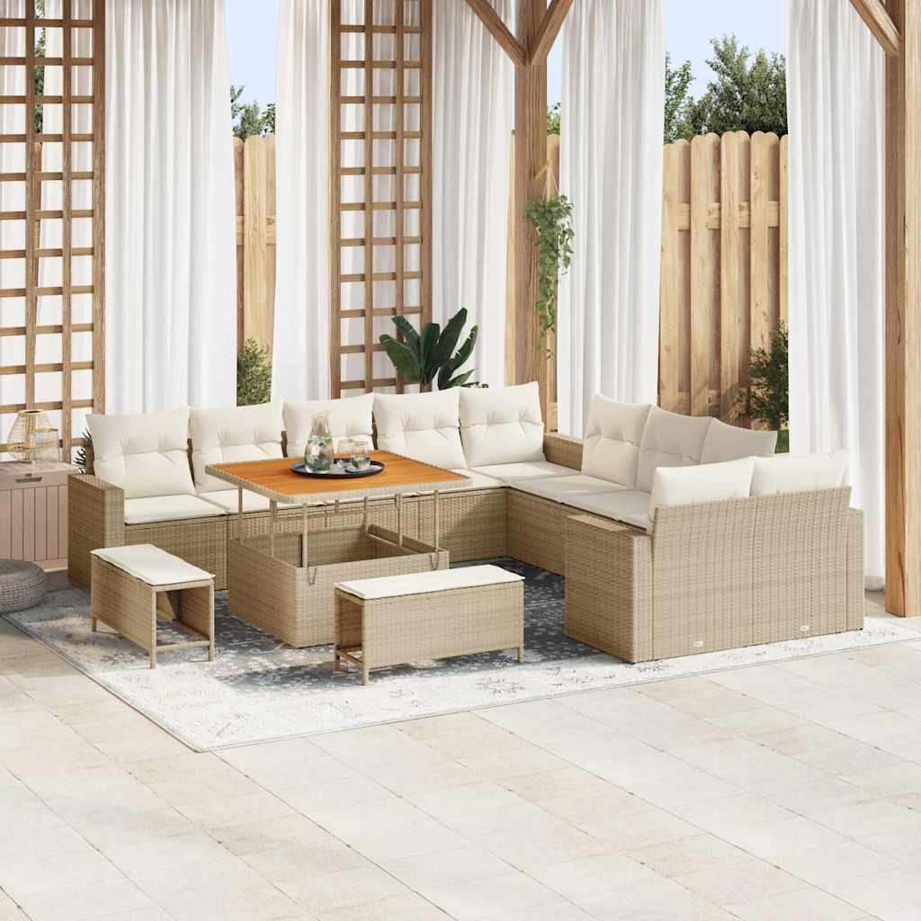 Tuinbankenset Met Kussen 17 Pcs Poly Rattan