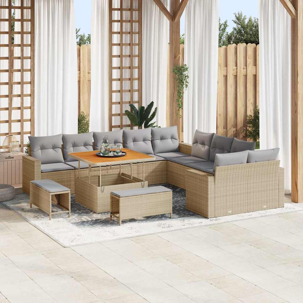 Tuinbankenset Met Kussen 17 Pcs Poly Rattan