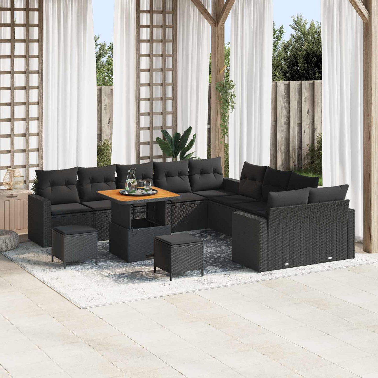 Tuinbankenset Met Kussen 17 Pcs Poly Rattan