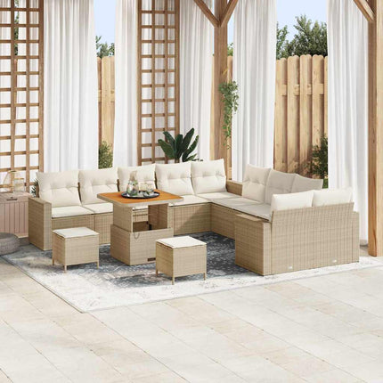 Tuinbankenset Met Kussen 17 Pcs En Crème Poly Rattan